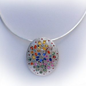 SILVER PENDENT WITH PRESIOUS STONES