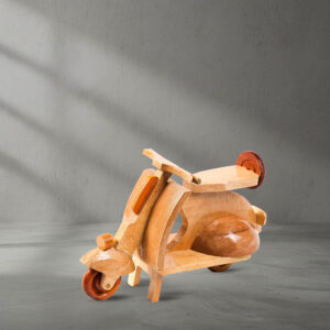 Angled view of a Handcrafted Wooden Scooter