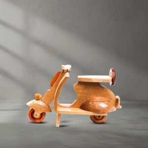 Side view of a natural Handcrafted Wooden Scooter