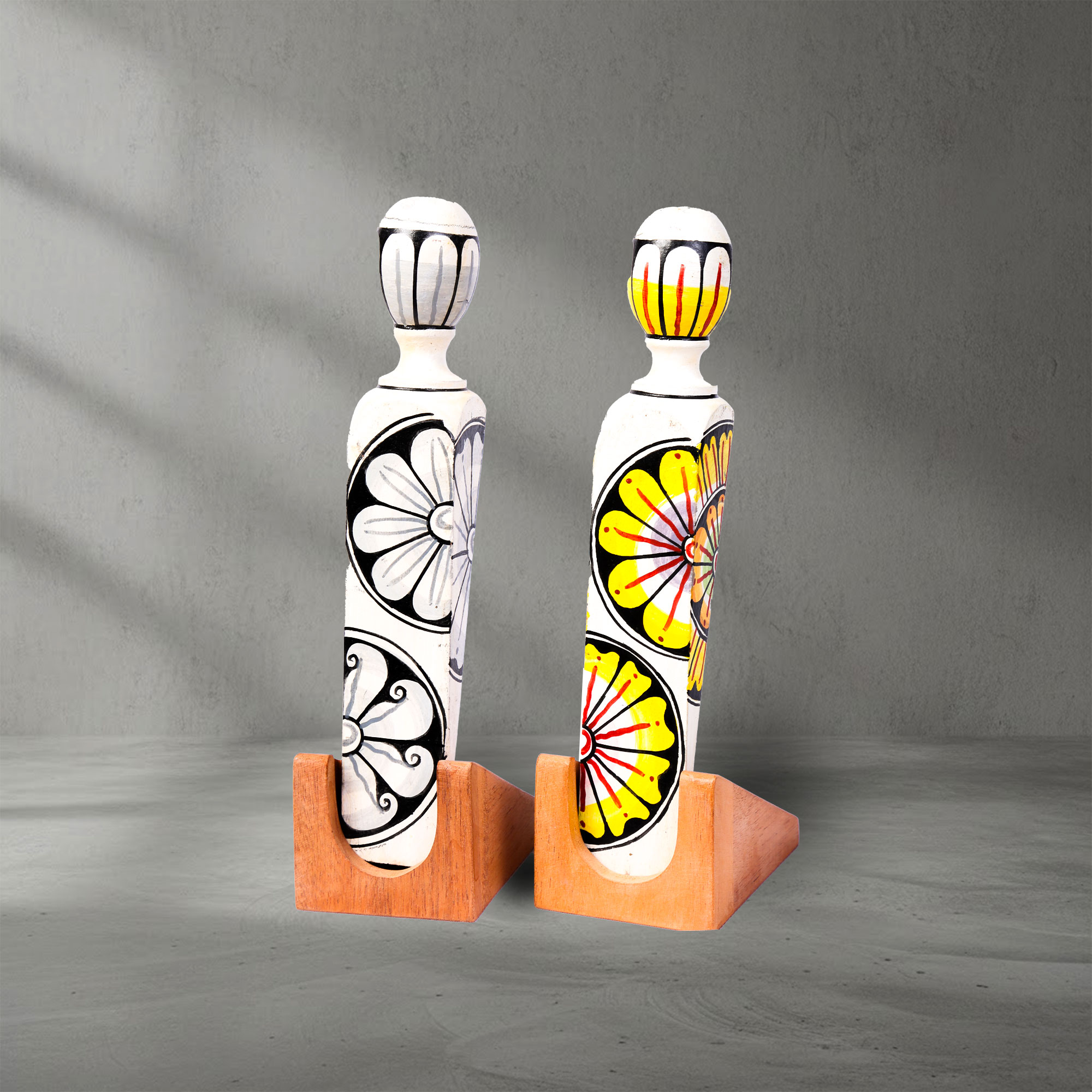 Angled view of a Hand Painted Wooden Door Stopper