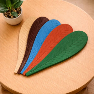 Five differently colored Handcarved Wooden Incense Stands