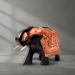 Angled view of a Mahogany Wooden Carved Elephant