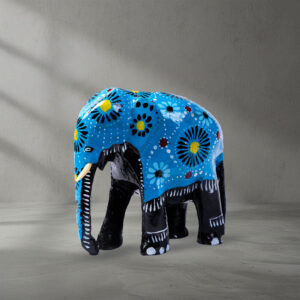 Angled view of a Handcrafted Wooden Batik Elephant
