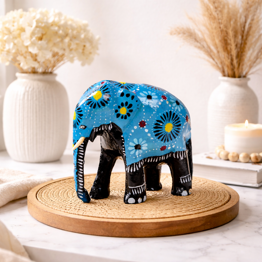 Lifestyle view of a Handcrafted Wooden Batik Elephant