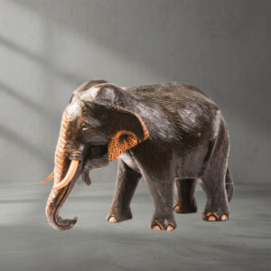 Side view of a Handcrafted Wooden Elephant Statue